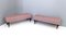 Vintage Benches with Red Patterned Fabric Upholstery, Italy, Set of 2, Image 1