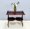 Vintage Walnut Serving Cart or Console Table with 2 Sliding Shelves, Italy, Image 3