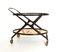 Vintage Ebonized Beech Serving Cart with Oriental Print by Cesare Lacca, Italy 1
