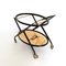 Vintage Ebonized Beech Serving Cart with Oriental Print by Cesare Lacca, Italy 5