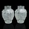 French Art Nouveau Flower Vases in Frosted Glass after Lalique, Set of 2 1