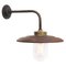 Vintage Industrial Rust Iron and Brass Glass Sconce with Clear Striped Glass Bulb, Image 2