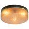 Mid-Century Brass and Frosted Glass Flush Mount, Image 4
