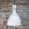Lampe à Suspension Industrielle en Émail Blanc et Laiton, 1950s 4