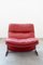 Lounge Chair and Footrest in Red Leather by Vitelli e Ammannati for Brunati, 1970s-1980s, Set of 2 5