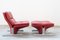 Lounge Chair and Footrest in Red Leather by Vitelli e Ammannati for Brunati, 1970s-1980s, Set of 2 2
