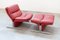 Lounge Chair and Footrest in Red Leather by Vitelli e Ammannati for Brunati, 1970s-1980s, Set of 2 1
