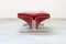 Lounge Chair and Footrest in Red Leather by Vitelli e Ammannati for Brunati, 1970s-1980s, Set of 2 10