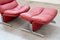 Lounge Chair and Footrest in Red Leather by Vitelli e Ammannati for Brunati, 1970s-1980s, Set of 2 4