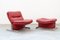 Lounge Chair and Footrest in Red Leather by Vitelli e Ammannati for Brunati, 1970s-1980s, Set of 2, Image 3