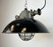 Industrial Black Enamel and Cast Iron Cage Pendant Light, 1950s 6