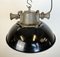 Industrial Black Enamel and Cast Iron Cage Pendant Light, 1950s 8