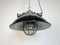 Industrial Black Enamel and Cast Iron Cage Pendant Light, 1950s 10