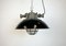 Industrial Black Enamel and Cast Iron Cage Pendant Light, 1950s 2