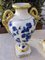 Bavarian Amphora Shaped Vases in White & Gold Porcelain with Handmade Blue Floral Decorations & Golden Swan Neck-Shaped Handles, Set of 2 16