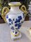 Bavarian Amphora Shaped Vases in White & Gold Porcelain with Handmade Blue Floral Decorations & Golden Swan Neck-Shaped Handles, Set of 2, Image 16