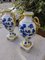 Bavarian Amphora Shaped Vases in White & Gold Porcelain with Handmade Blue Floral Decorations & Golden Swan Neck-Shaped Handles, Set of 2 4