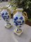 Bavarian Amphora Shaped Vases in White & Gold Porcelain with Handmade Blue Floral Decorations & Golden Swan Neck-Shaped Handles, Set of 2, Image 4