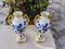 Bavarian Amphora Shaped Vases in White & Gold Porcelain with Handmade Blue Floral Decorations & Golden Swan Neck-Shaped Handles, Set of 2 9