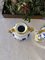 Bavarian Amphora Shaped Vases in White & Gold Porcelain with Handmade Blue Floral Decorations & Golden Swan Neck-Shaped Handles, Set of 2 10