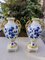 Bavarian Amphora Shaped Vases in White & Gold Porcelain with Handmade Blue Floral Decorations & Golden Swan Neck-Shaped Handles, Set of 2 8