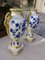 Bavarian Amphora Shaped Vases in White & Gold Porcelain with Handmade Blue Floral Decorations & Golden Swan Neck-Shaped Handles, Set of 2 5