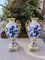 Bavarian Amphora Shaped Vases in White & Gold Porcelain with Handmade Blue Floral Decorations & Golden Swan Neck-Shaped Handles, Set of 2 12