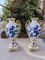 Bavarian Amphora Shaped Vases in White & Gold Porcelain with Handmade Blue Floral Decorations & Golden Swan Neck-Shaped Handles, Set of 2, Image 12