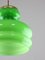 Lámpara colgante italiana Mid-Century de vidrio y latón en verde, Imagen 2
