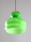 Lámpara colgante italiana Mid-Century de vidrio y latón en verde, Imagen 3