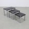 Tables Gigognes en Chrome et Bois, 1970s, Set de 3 2