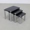 Nesting Tables in Chrome and Wood, 1970s, Set of 3 1