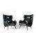 Vintage Italian Black Armchairs in the style of Marco Zanuso, Set of 2 1