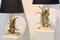 Wild Duck Table Lamps in Travertine and Gilt Metal by Lanciotto Galeotti, 1890s, Set of 2, Image 4