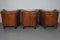 Vintage Dutch Cognac Leather Club Chairs with Footstools, Set of 5 10