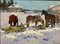 Leonid Vaichili, febrero, caballos en la nieve, pintura al óleo, 1965, Imagen 1