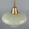 Art Deco Bauhaus Cream Opaline Glass and Brass Pendant, Germany, 1930s, Image 8