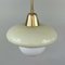 Art Deco Bauhaus Cream Opaline Glass and Brass Pendant, Germany, 1930s, Image 7