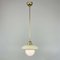 Art Deco Bauhaus Cream Opaline Glass and Brass Pendant, Germany, 1930s, Image 5