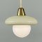 Art Deco Bauhaus Cream Opaline Glass and Brass Pendant, Germany, 1930s 12