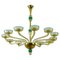 Chandelier in Amber and Emerald Hand Blown Glass attributed to Venini, 1970s, Image 1