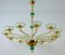 Chandelier in Amber and Emerald Hand Blown Glass attributed to Venini, 1970s 2