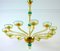 Chandelier in Amber and Emerald Hand Blown Glass attributed to Venini, 1970s 7