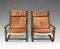 Swedish Leather and Bamboo Easy Chairs, 1960s, Set of 2 3