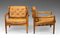Läckö Armchairs in Stained Beech and Leather by Ingemar Thillmark, 1960s, Set of 2 3