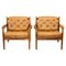 Läckö Armchairs in Stained Beech and Leather by Ingemar Thillmark, 1960s, Set of 2 1