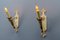 Vintage Italian White and Golden Metal Torch Shaped Wall Sconces, 1950s, Set of 2 5