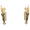 Vintage Italian White and Golden Metal Torch Shaped Wall Sconces, 1950s, Set of 2 1