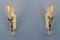 Vintage Italian White and Golden Metal Torch Shaped Wall Sconces, 1950s, Set of 2 2