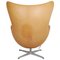 Chaise Egg avec Repose-pieds en Cuir Naturel par Arne Jacobsen, 2000s, Set de 2 6